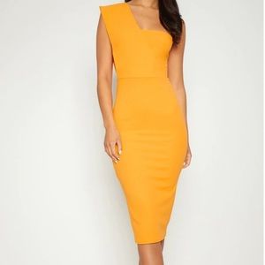 Yellow one shoulder dress